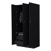CAVINAS White Wardrobe Closet,Wooden Wardrobe with 3 Doors,2 Drawers,4 Storage Shelves,1 Hanging Rod,Armoire Wardrobe Closet for Bedroom,Dressing Room - 4 of 4