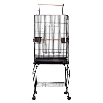 Black Steel Economy Play Top Bird Cage with Wheels