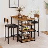 Dining Table Set for 2, Dining Table Set with 3-Tier Shelves, Bar Kitchen Table Set with 2 Padded Chairs, 3-Piece Kitchen Table Set - 2 of 4