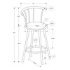 Leather-Look & Metal Swivel Curved Low Back Barstool (Set of 2) with Footrest and Contemporary Modern Design for Kitchen - 4 of 4