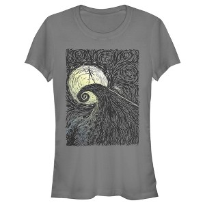 Juniors Womens The Nightmare Before Christmas Jack Skellington Spiral Hill Painting T-Shirt - 1 of 4