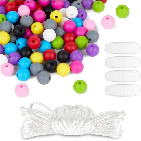 Jewelry Making Silicone Beads with String and Clasps Pastel Colors, 258 Pieces