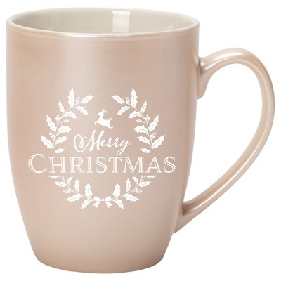 Elanze Designs Merry Christmas Precious Pearl 10 ounce New Bone China Coffee Cup Mug