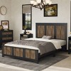 Farmhouse Platform Bed with Decorative Wood Strips and Sturdy Slatted Frame for Rustic Bedroom Look-Cuddlewood - 2 of 4