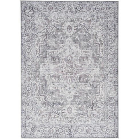 Nicole Curtis Machine Washable Traditional Boho Grey 4' x 6' Area Rug, (4'  x 6')