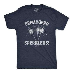 Mens Ermahgerd Sperklers T Shirt Funny 4th of July Fireworks Sparklers Graphic Novelty Tee - Crazy Dog Men's T Shirt - 1 of 4