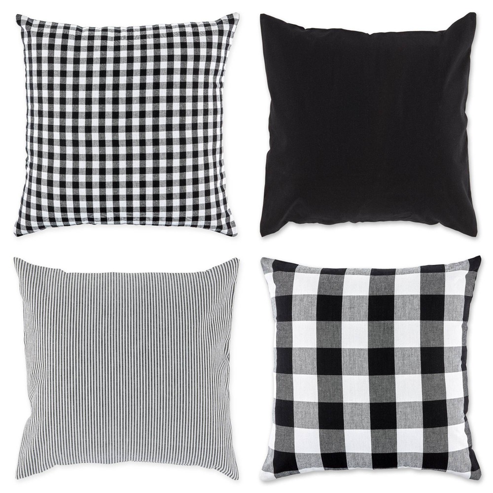 Photos - Pillowcase 4pk 18"x18" Assorted Square Throw Pillow Covers Black/White - Design Impor