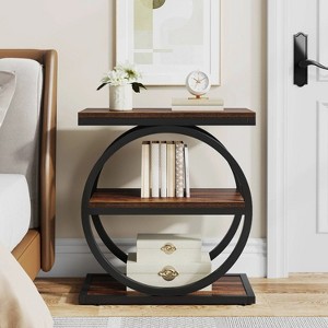 Hommoo Narrow End Table with 3 Storage Shelves - 1 of 4