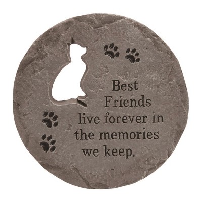 Transpac Stone 12 in. Gray Spring Cat Cutout Stepping Stone