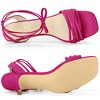 Allegra K Women's Kitten Heel Lace Up Suede Heeled Sandals - 4 of 4