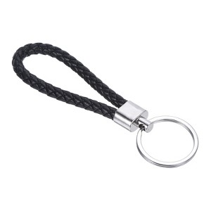 Unique Bargains Braided PU Leather Car Wallet Keychain with Stainless Steel Key Ring - 1 of 3