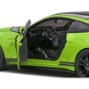 2020 Ford Mustang Shelby GT500 Grabber Lime Green Metallic with Black Top and Stripes 1/18 Diecast Model Car by Solido - 3 of 4