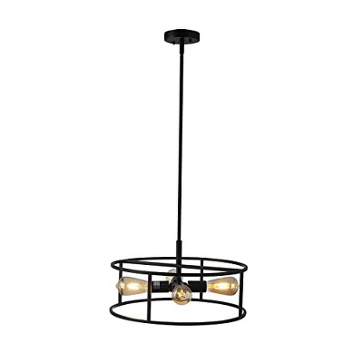 Chloe Lighting Ryker Farmhouse 4 Light Oil Rubbed Bronze Drum Ceiling Pendant 18" Wide