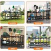 Garden organizer with wheels movable rack storage hooks long handled tools rakes brooms shovels heavy duty metal black garage - 2 of 4