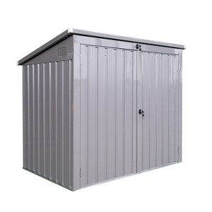 Outdoor Trash Can Storage 2 Bins, Galvanized Steel Garbage Bin Storage Shed, Metal Bin Shed with Lockable Doors for Garden Yard Lawn Gray - 1 of 4