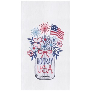 C&F Home Hooray U.S.A. Flowers Embroidered Cotton Kitchen Kitchen Towel - 1 of 3