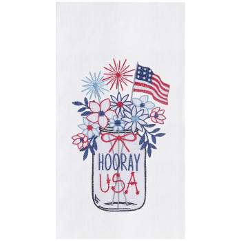 C&F Home Hooray U.S.A. Flowers Embroidered Cotton Flour Sack Kitchen Towel