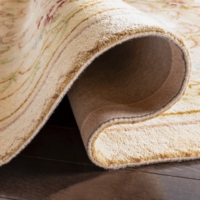 Beige and Light Gold Handmade Wool Tufted Area Rug