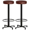 vidaXL Bar Stool Set of 2 Brown, Black Real leather, Powder-coated iron - 2 of 4