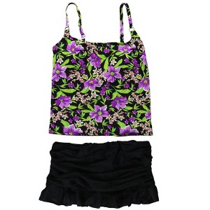 Island Escape Womens Floral Skirtini 2 Piece Tankini - 1 of 2