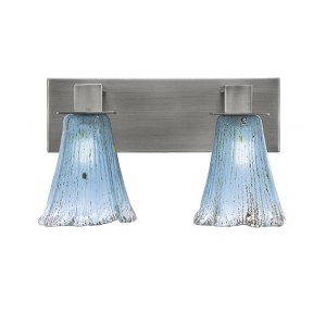 Toltec Lighting Apollo 2 - Light Vanity in  Graphite with 5.5" Fluted Teal Crystal  Shade - 1 of 1