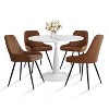 White Round Dining Table Set For 4,Round Pedestal Dining Table 35" With 4 Upholstered Faux Leather Dining Chair with Black Legs-Maison Boucle - 2 of 4