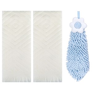 REGALWOVEN 3 Pcs Bathroom Soft and Absorbent Decorative Hand Towel - 1 of 4