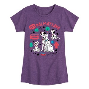 Girls' - 101 Dalmatians - Collage of Dalmatian Family Fitted Short Sleeve Graphic T-Shirt - 1 of 3