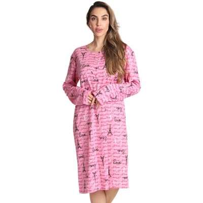 Just Love Womens Nightgown - Long Sleeve Henley Oversized Sleepwear Gown