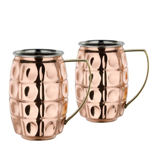 Old Dutch 25oz 2pk Stainless Steel Grenada Beer Steins Copper Target