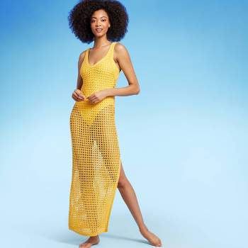 Women's V-Neck Crochet Cover Up Maxi Dress - Shade & Shore™
