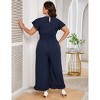 Clearlove Plus Size Loose Jumpsuits for Women Casual Wide Leg Pants Floral Jumpsuits Short Sleeve One Piece Outfit - 4 of 4