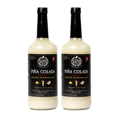 Crafted Cocktails Pina Colada Mix: 2 Pack: 80 Calories Per Serving, Premium Coconut Cream, Pineapple Juice and Organic Agave  8 Cocktails Per Bottle