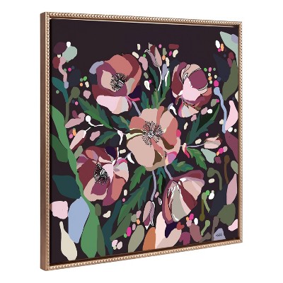 Sylvie Beaded Flowers Framed Canvas by Inkheart Designs Gold - Kate & Laurel All Things Decor