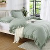 Ruffled Duvet Cover, 3 Pieces Soft Washed Microfiber Duvet Cover Set Shabby Chic Home Bedding Duvet Covers with Button Closure - 2 of 4