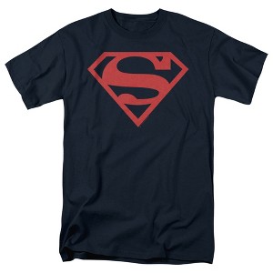 Men's Superman Red On Black Shield T-Shirt - 1 of 4
