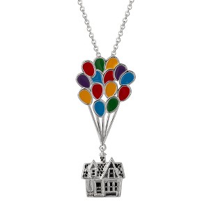 Disney Pixar Up Adventure House Balloon Silver Plated Pendant Necklace, 18" - 1 of 4