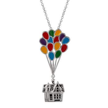 Disney Pixar Up Adventure House Balloon Silver Plated Pendant Necklace, 18"