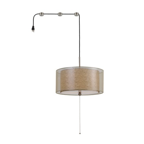 Swag Drum Pendant Fixture With 15ft Cord With Plug And 3 Cord