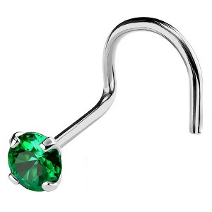 Jewelry Avalanche 22G 14K Gold Nose Screw Nose Stud with Emerald Gemstone - 1 of 2