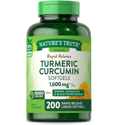 Nature's Truth Turmeric Curcumin Complex | Plus Ginger, Astragalus, & Black Pepper Extract | 200 Softgels