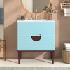 MOEPISY 30 inch Bathroom Vanity Cabinet with Ceramic Sink Combo Set, Solid Wood Frame with 2 Drawers, Blue - 3 of 4