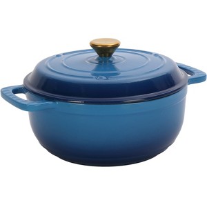 Sevobal Pots and Pans Cast Iron 6qt Cooking Pot Dutch Oven Pot for Bread Baking, Cooking Enamel Pot Round Dutch Oven, Blue, 14.2"*10.6"*5.1" - 1 of 4