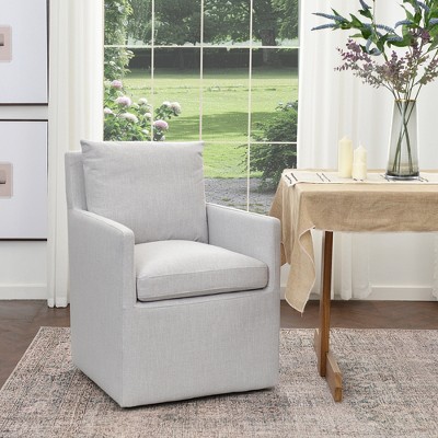 KINWELL 25" Performance Fabric Upholstered Rolling Dining Armchair