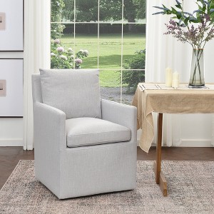 KINWELL 25" Performance Fabric Upholstered Rolling Dining Armchair - 1 of 4