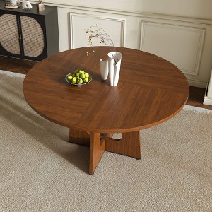 Airsurfer Round Dining Table 47 Inch Farmhouse Kitchen Table with Wood Grain Finish, MDF and Iron Construction for Dining Room,Kitchen - 1 of 4
