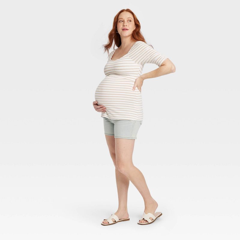 Elbow Sleeve V-Neck Smocked Maternity Shirt - Isabel Maternity by Ingrid & Isabel™, 3 of 4