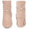 BLISSFUL STEP Butterfly Rhinestone Strap Chunky Heels Ankle Boots for Women - 2 of 4