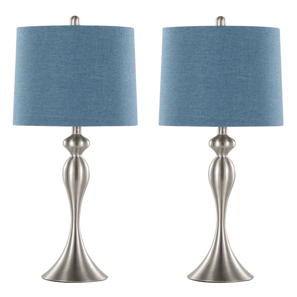 Photos - Floodlight / Street Light LumiSource  Ashland 27" Contemporary Table Lamps Brushed Nickel(Set of 2)