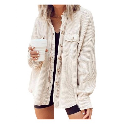 Women's Autumn Waffle Knit Shacket - Luv Fashion L : Target